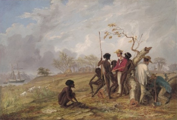 Thomas Baines Thomas Baines with Aborigines near the mouth of the Victoria River